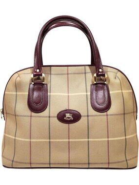 (L2) Burberry Hand Bag Brown Canvas